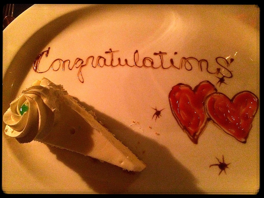 When the staff found out that it was our anniversary dinner, they presented us with this. 